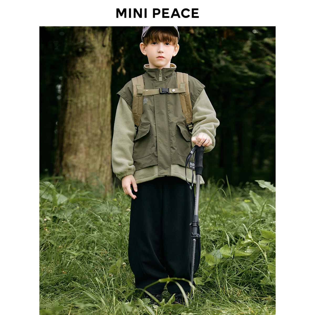 minipeace太平鸟童装男童拼接摇粒绒外套秋冬装儿童上衣简潮户外