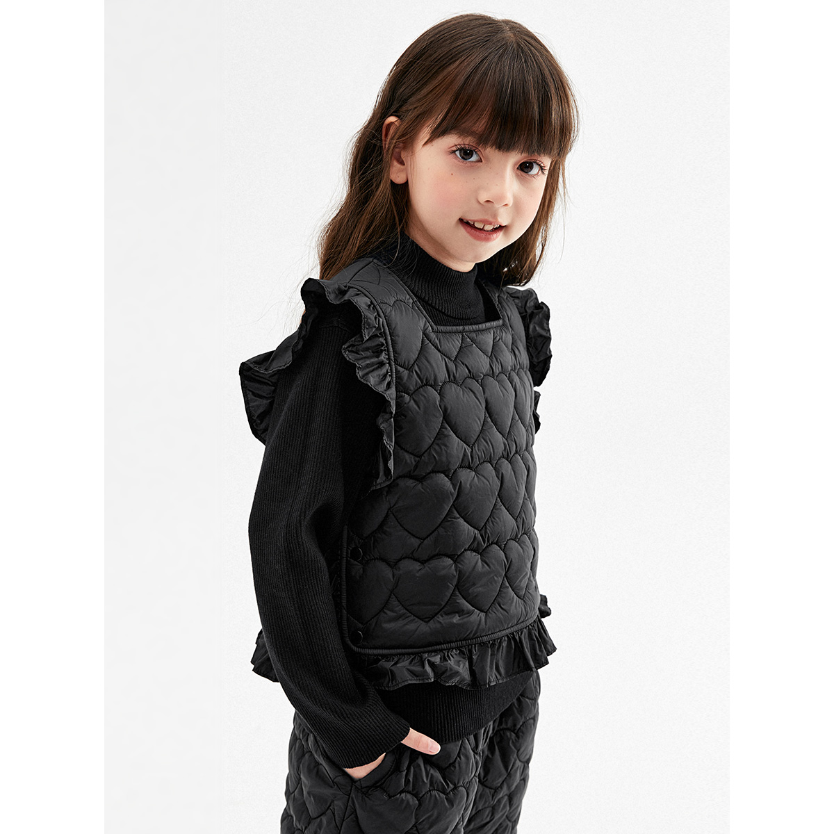 MINIPEACE太平鸟童装女童马甲长裤两件套装棉裤套装外套零感轻量 - 图1