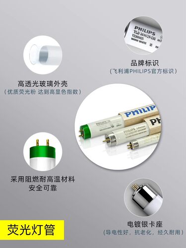 飞利浦LED三基色36w灯管865长条家用日光老式18瓦一体化T5电杠T8 - 图3
