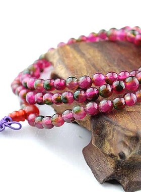 西瓜碧玺女士水晶旺夫佛珠手链