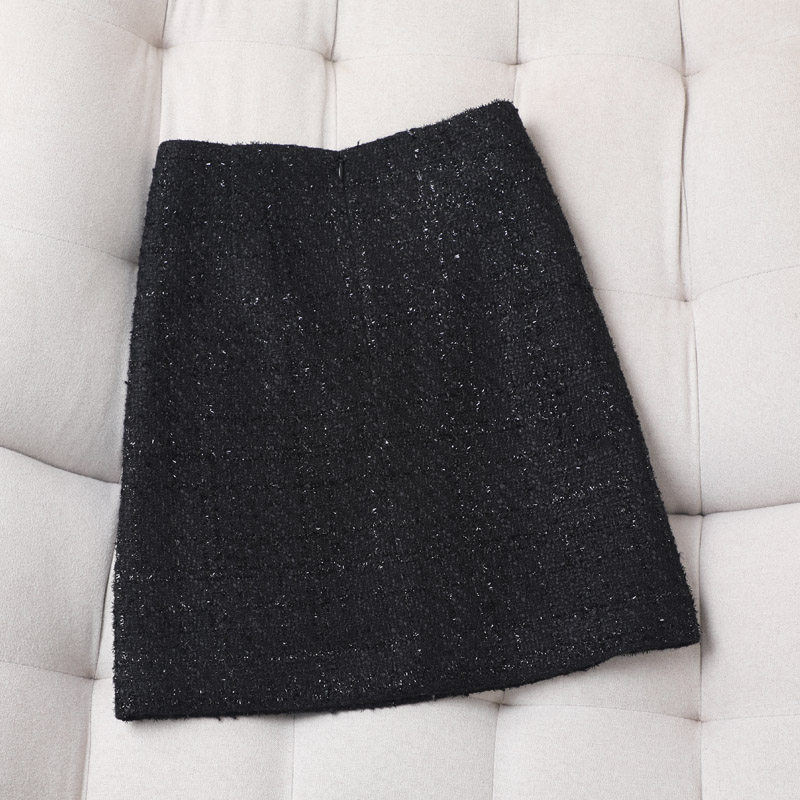 亮丝秋冬黑色2021新款小香风半身裙 mzgg木子格格半身裙