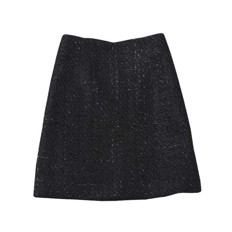 亮丝秋冬黑色2021新款小香风半身裙 mzgg木子格格半身裙