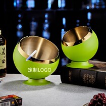 Creative Bar KTV Smoke Cylinder Thickened Stainless Steel Ashtray Internet Café Clear Bar Windproof Multifunction Ash Flush Logos