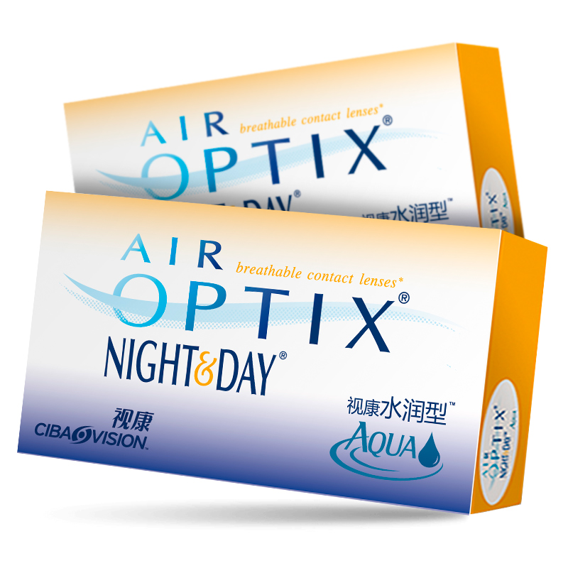 视康水润日夜型月抛3片装无色爱尔康隐形近视眼镜air optix KD