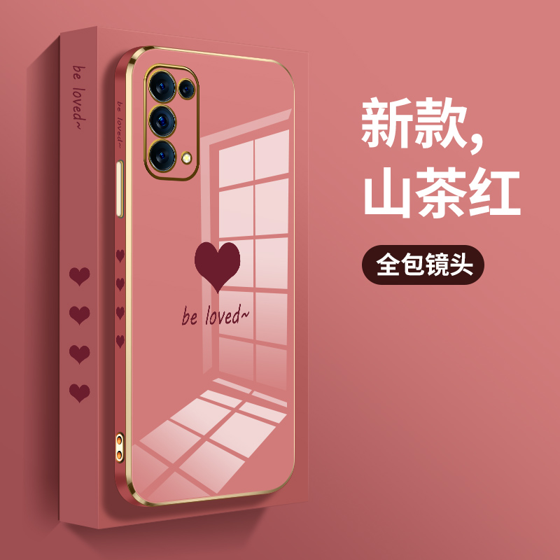 opporeno5k手机壳女款reno5电镀直边reno5pro爱心OPPO硅胶软reno5pro+镜头全包k个性ins保护套情侣新男外潮牌 - 图3