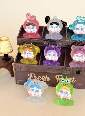 夜光坐姿哭娃三丽鸥 盲袋萌粒diy饰品挂件钥匙扣公仔摆件树脂配件