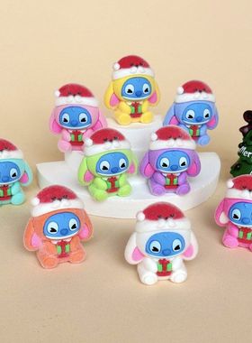 植绒圣诞帽大耳狗 盲袋萌粒diy饰品挂件钥匙扣桌面小摆件树脂配件