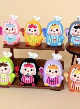 手感漆企鹅大厨饱饱 盲袋萌粒diy饰品挂件钥匙扣公仔摆件树脂配件