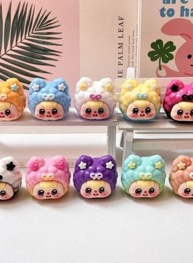 创意双色渐变猫猫头 盲袋萌粒diy饰品挂件钥匙扣文创礼品树脂配件