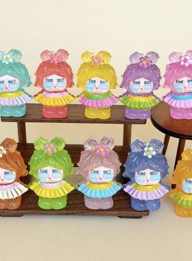 夜光仙人掌哭娃 盲袋萌粒diy饰品挂件钥匙扣公仔桌面摆件树脂配件