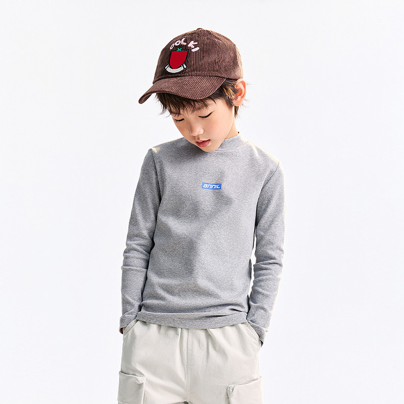 安奈儿童装男童中领长袖针织打底衫2025秋冬学生棉黑白灰色保暖衣,淘宝优惠券,粉丝福利购,淘宝优惠卷