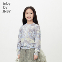 New Jiangnan Bclothes Child Clothing Short Knit Cardiovert Jacket Girl 24 Spring jnbybyjnby1O2313010