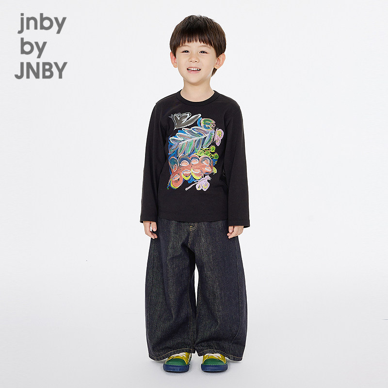 江南布衣童装长袖T恤洋气圆领图案休闲纯棉