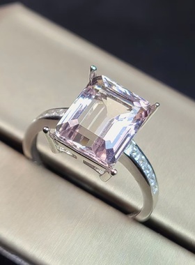 摩根石戒指长方形重量4.73克拉尺寸8.8*11mm晶体干净实物布灵布灵