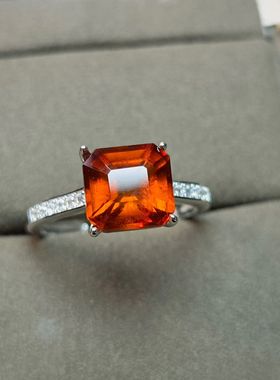 天然芬达石戒指阿斯切工艺重量3.21克拉直径8.3mm925银