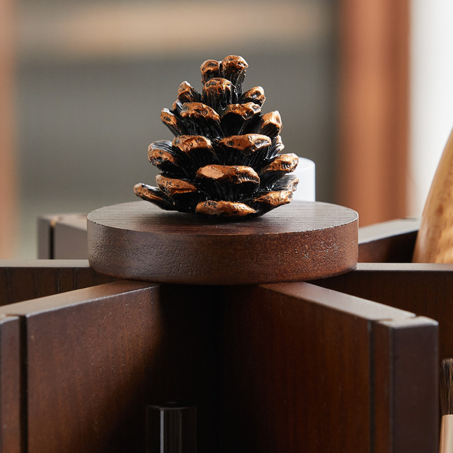 Wooden cosmetic storage box rotating