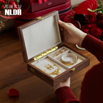 Hupeach Wood Solid Wood Light Lavish Jewelry Containing Box Color Gift Three Gold Jewelry Set Of Wedding Gift Boxes Wedding Engagement Gift Boxes