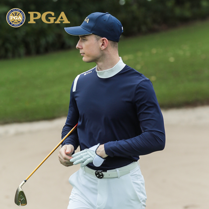 美国PGA高尔夫服装男装衣服秋冬季打底衫保暖衣长袖t恤上衣polo衫 - 图0