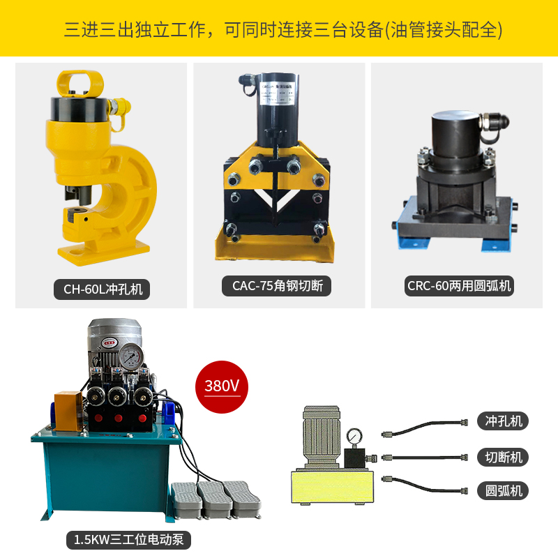 液压电动冲孔机角钢槽钢打孔切断机角铁切角角钢三合一切角切断器 - 图0