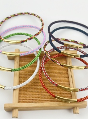 金色按扣防水钢丝绳手链3MM