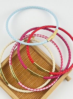 3mm皮绳手链替换手绳金色扣子