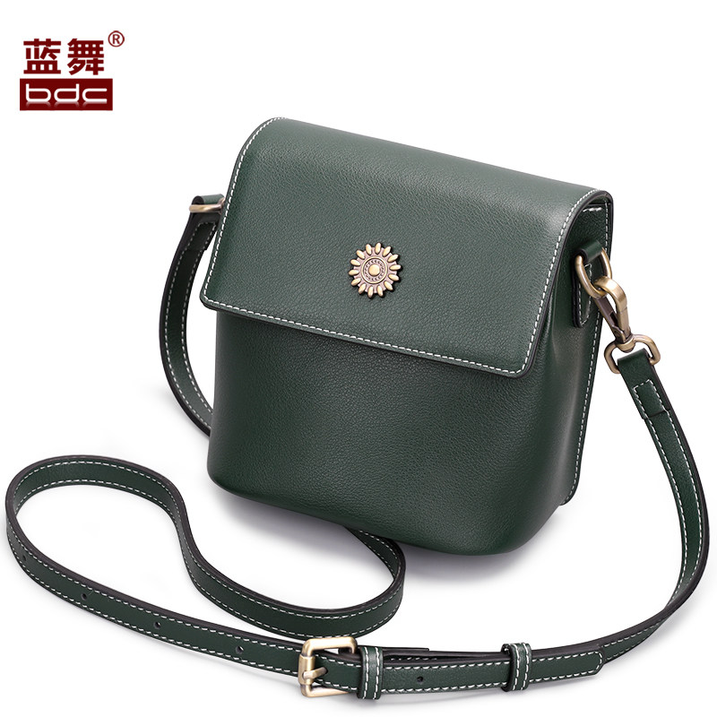 真皮2020秋季新款网红单肩水桶包 蓝舞女士包袋