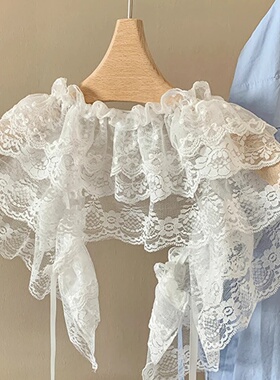 Korean Fashion Lace Irregular Skirt Curtain White Flowers L