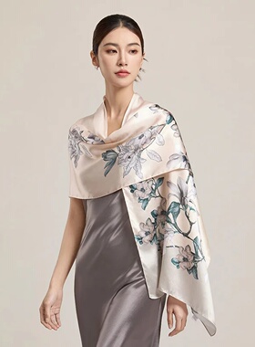100% Silk Scarf Women Print Hangzhou Handkerchief Pure Silk