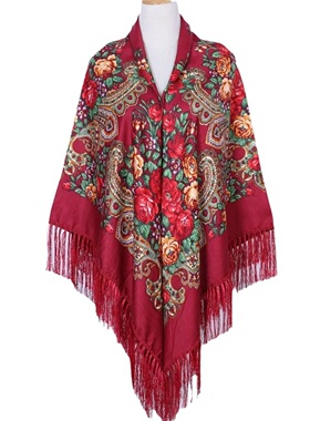 160*160cm Russian Square Scarf for Woman Warm Tassel Shawls