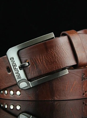 Simple Leather Men's Belt Luxury High Quality Classic Buckle