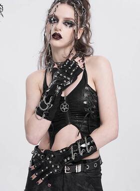 Devil Fashion恶魔时尚女装哥特中长款镜面皮朋克手套GE041