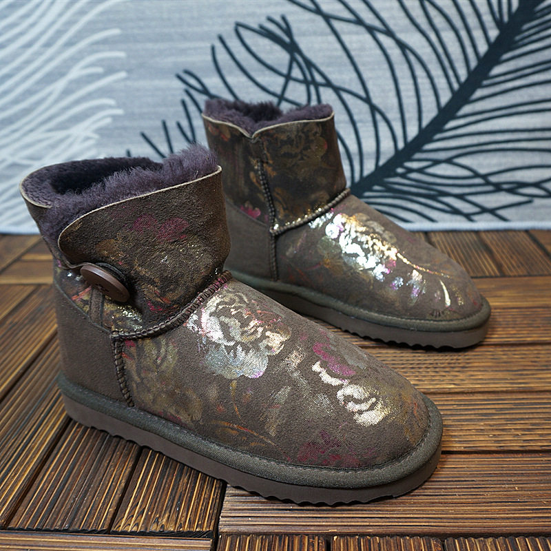 特价处理（看说明）真皮羊皮毛一体雪地靴 一粒扣短筒女士靴93-1,淘宝优惠券,粉丝福利购,淘宝优惠卷