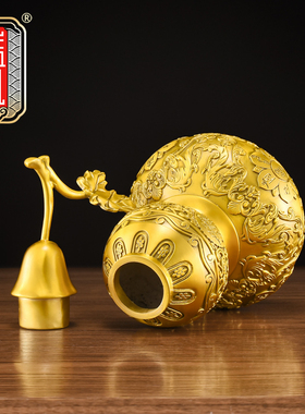 纯铜开口六字真言葫芦客厅摆件
