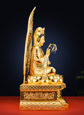 纯铜贴金观音菩萨佛像供奉摆件