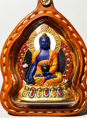 热贡纯手绘擦擦药师唐卡西藏民族风立体唐卡牛皮壳