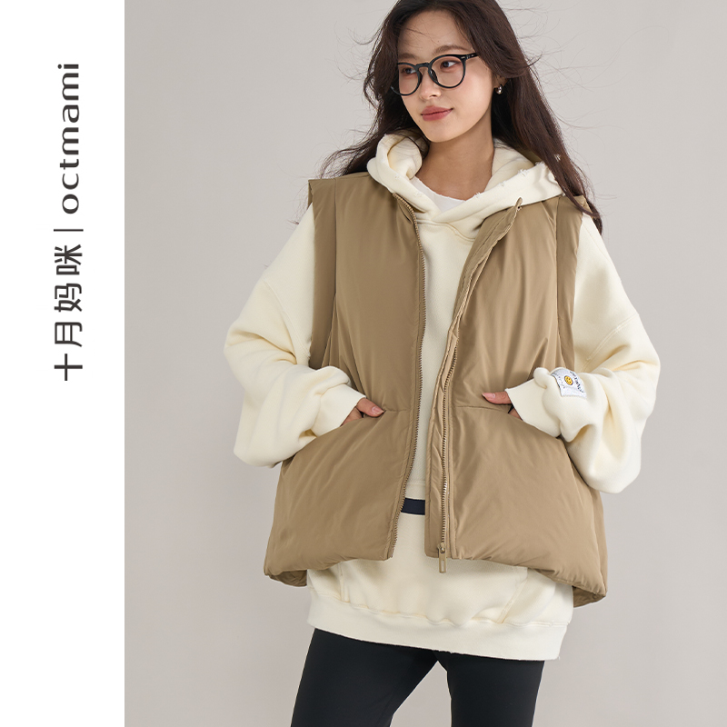 十月妈咪孕妇羽绒服马甲2024新款冬季外穿宽松遮肚坎肩羽绒背心