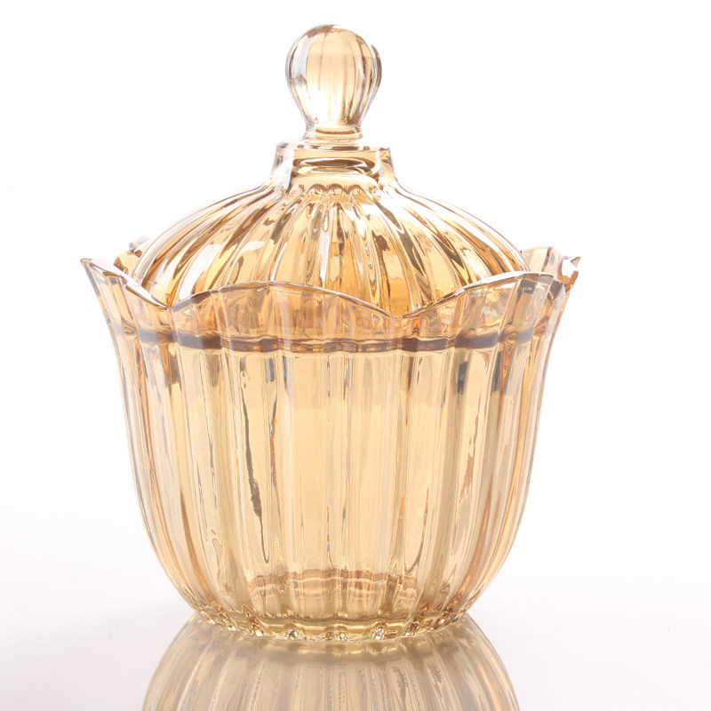 创意欧式水晶玻璃大号糖果罐子带盖零食储物罐糖缸果盘干果盒家用,淘宝优惠券,粉丝福利购,淘宝优惠卷