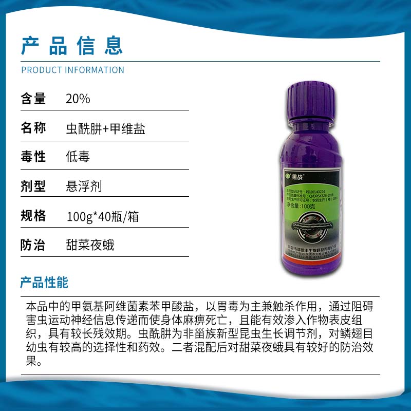 R黑战20%甲维盐虫酰肼甘蓝甜菜夜蛾卷心大头菜包菜农药杀虫剂100g-图0