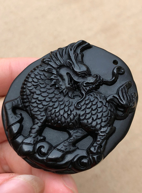 麒麟黑曜石饰品鼠年挂件吊坠项链