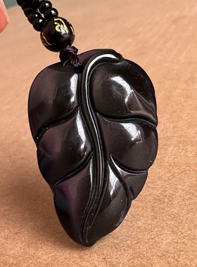正宗黑曜石金枝玉叶吊坠