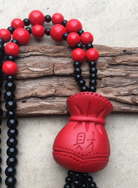 聚福钱袋帝王红秋冬证书毛衣链