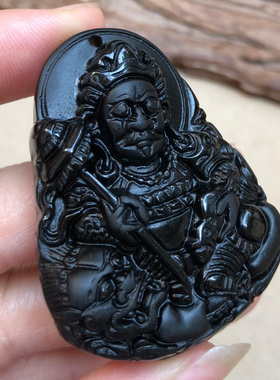 大黑天财神项链男女款证书玉佩