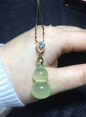 冰透宝葫芦寓意天然岫玉有福子