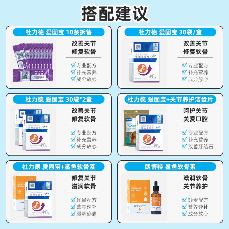 杜力德爱固宝狗狗猫咪宠物软骨素折耳猫关节宝发育不良营养补充剂