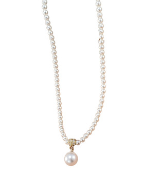 小众时尚温柔百搭玻璃珠珍珠项链女气质轻奢简约设计感锁骨链批发