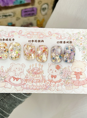 爆款~干花系列2.0日式ins风网红多色混合碎花小花亮片DIY美甲饰品