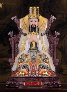 汉白玉玉帝西王母神像家居摆件