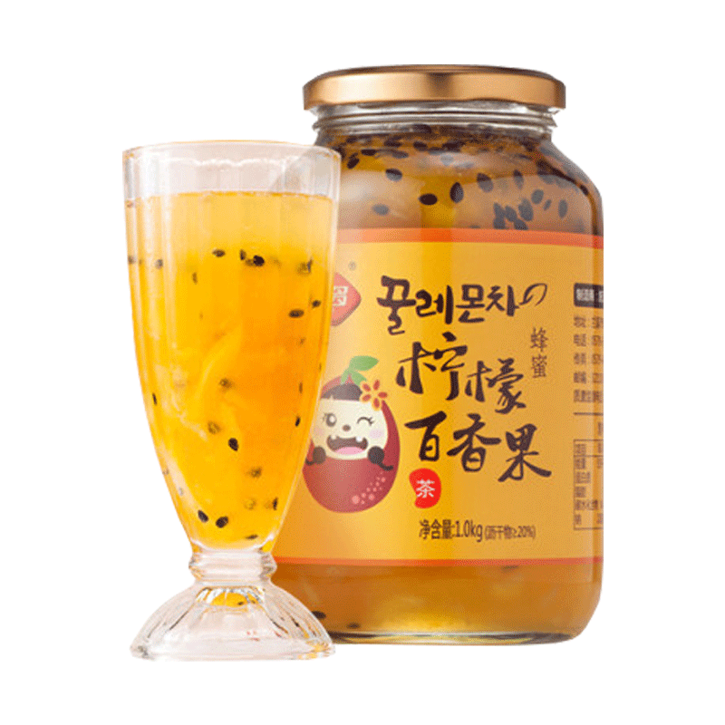 福事多蜂蜜柠檬百香果茶1kg冲饮 福事多蜂蜜果味茶