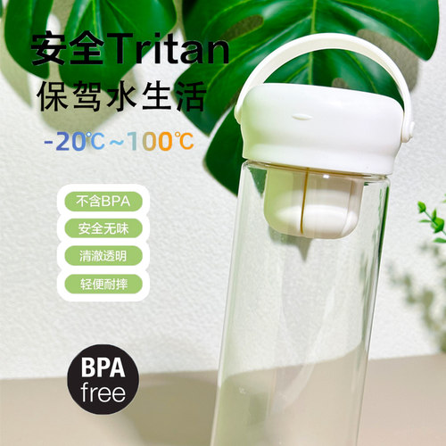乐扣乐扣水杯塑料便携夏日杯子女运动水壶tritan透明泡茶学生男款 - 图0