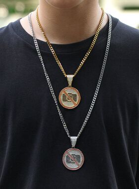 欧美ins风新款禁止拍照趣味个性嘻哈项链混搭Hiphop饰品配饰批发